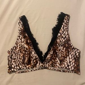 Animal Print Black Lace Bralette/Crop Top